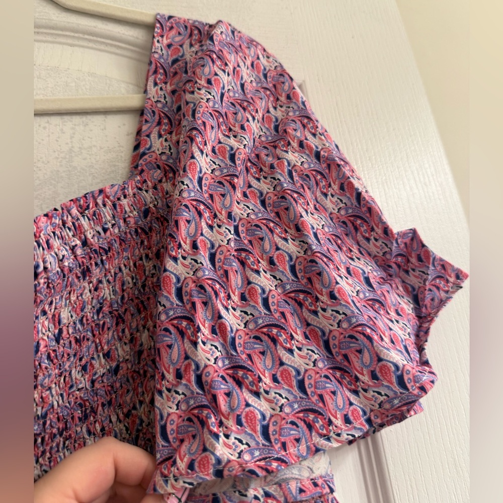 Simply Southern Pink Purple Paisley Shirred Smocked Blouse Top - size XL - Picture 5 of 12